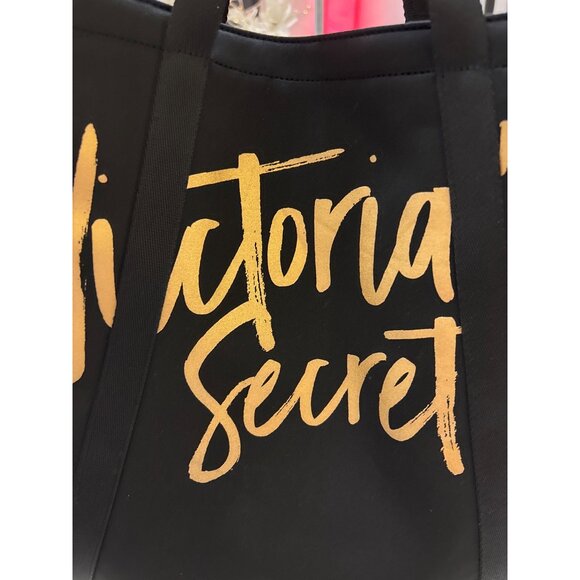 Victorias Secret Black Tote Wine Cooler Bag With Gold Script & Insulated Interio - Picture 10 of 12